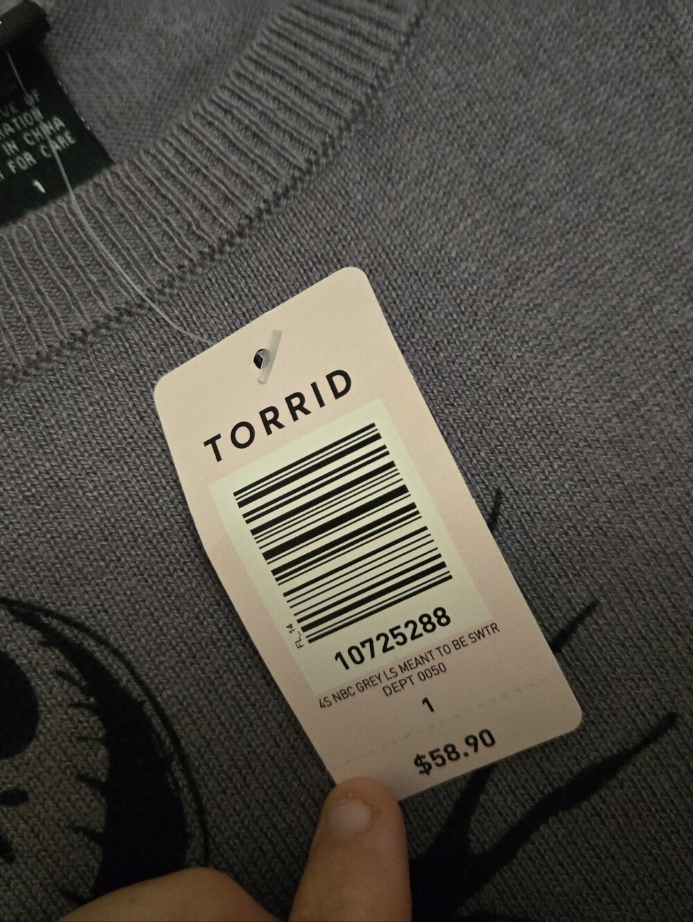 NWT Torrid Disney Nightmare Before Christmas Gray Knit Top Tulle Rayon Blend - Picture 6 of 10
